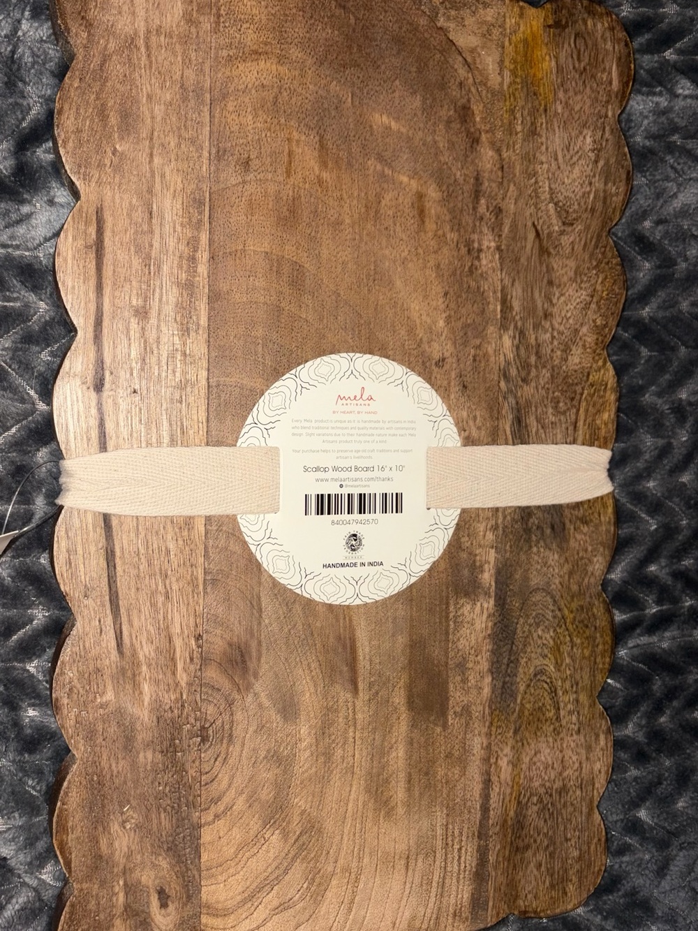 Handmade Scallop Edge Wood Serving Board - Brown
